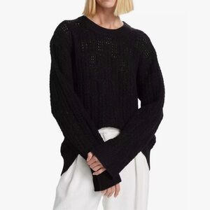Rag & Bone The Divya Black 100% Wool Cable Knit Sweater